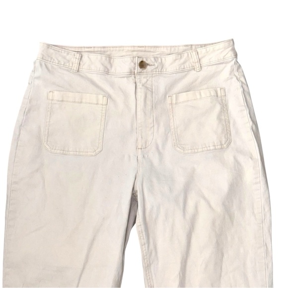 Old Navy Size 14 Cream High Waist Wide Leg Cotton/Spandex Cropped Pants - Picture 5 of 7